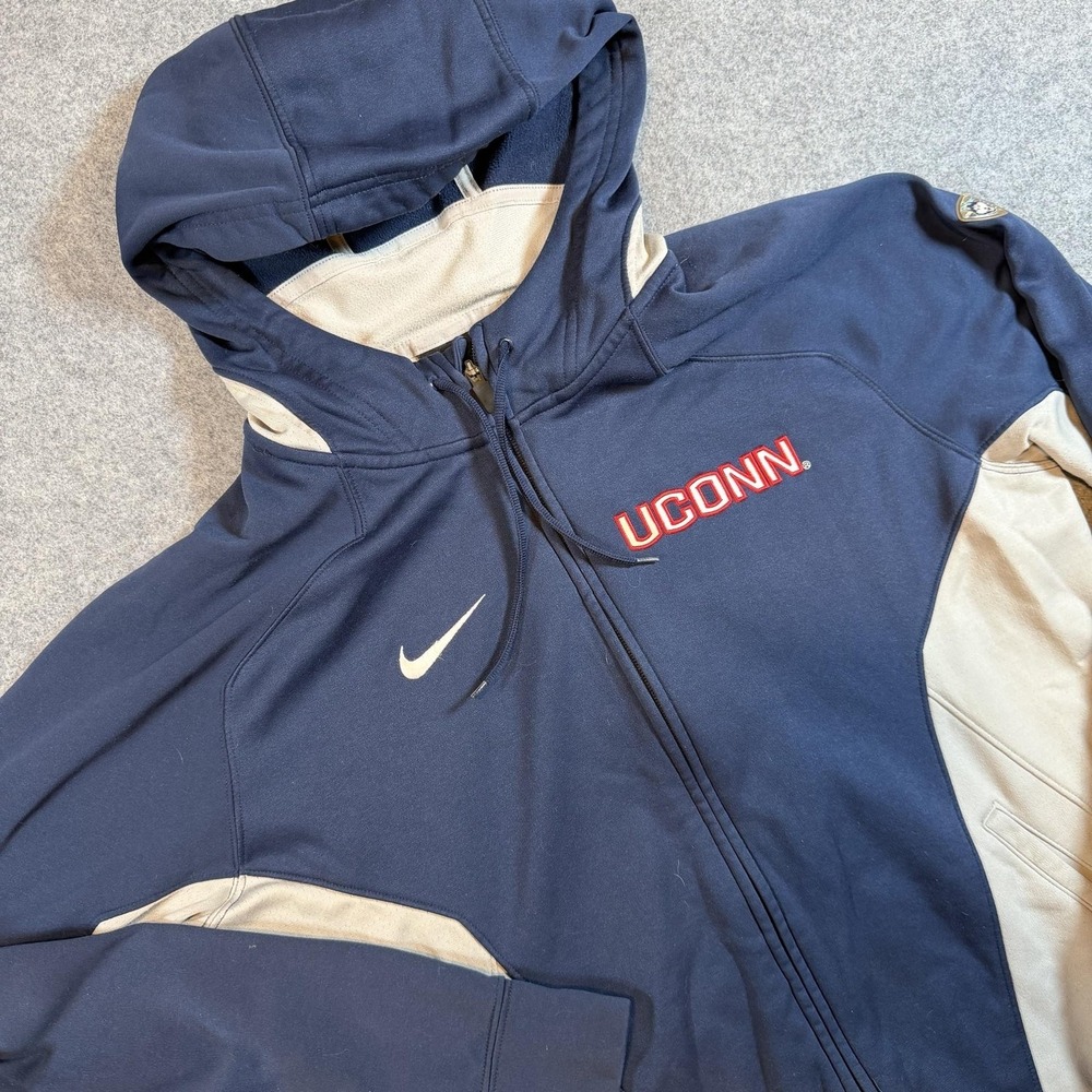 UConn Huskies Jacket Mens Medium Blue NCAA Basketball Nike Therma Fit Full Zip